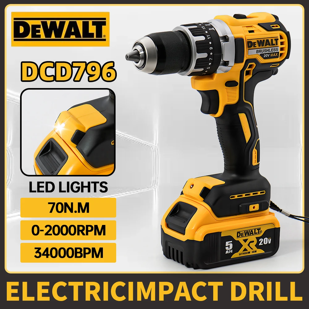 Makita Drill Ddf484 - Wiertarko-wkrętarka akumulatorowa Dewalt DCD796, bezszczotkowa, 20V,